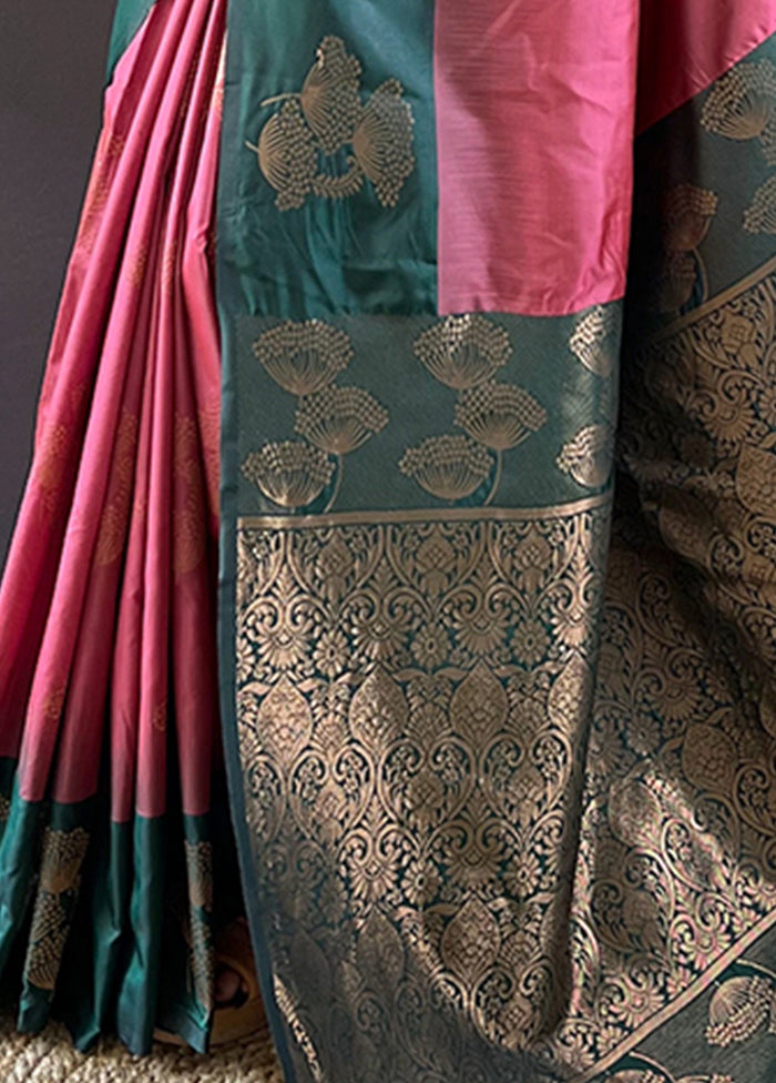 Maroon Spun Silk Saree With Blouse Piece