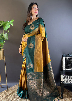 Gold Spun Silk Saree With Blouse Piece