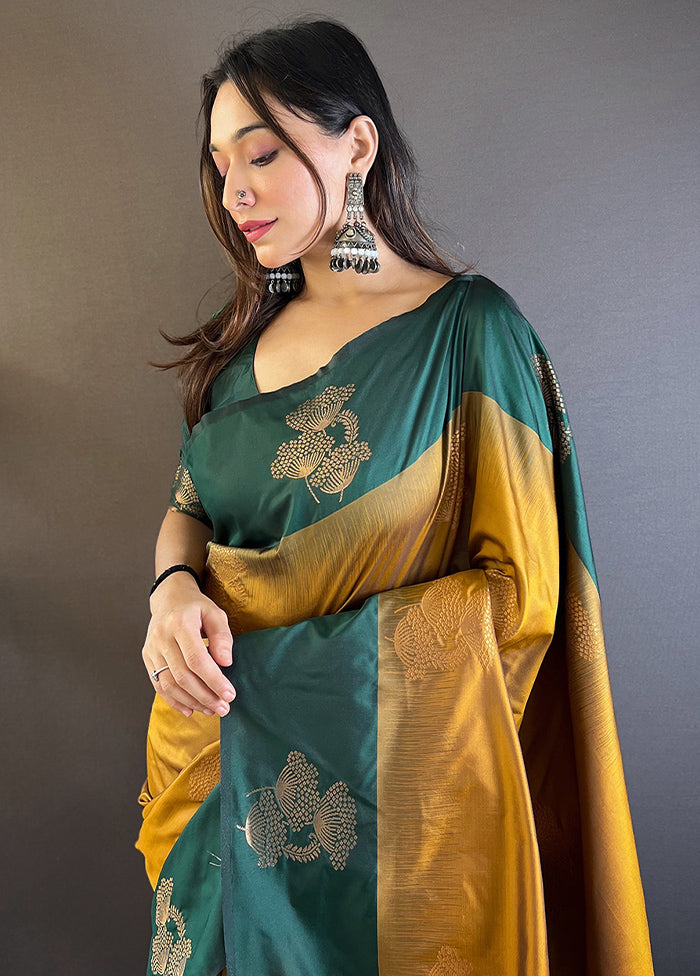 Gold Spun Silk Saree With Blouse Piece