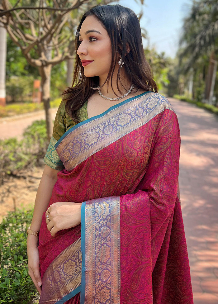 Pink Dupion Silk Saree With Blouse Piece