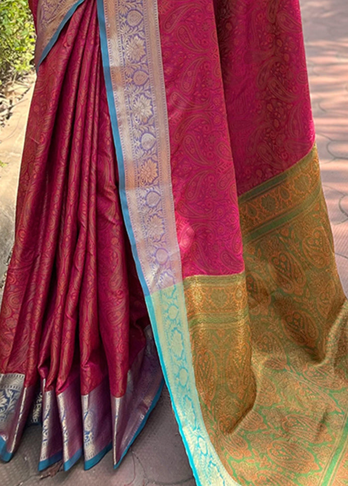 Pink Dupion Silk Saree With Blouse Piece