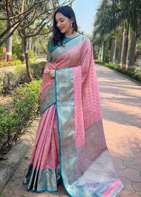 Pink Spun Silk Saree With Blouse Piece