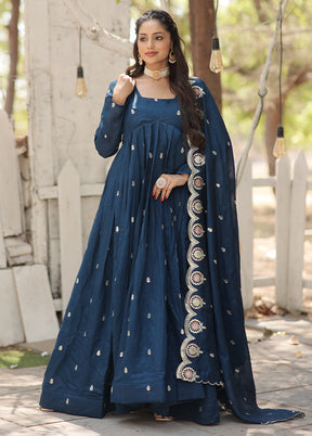 Rama Readymade Silk Long Indian Dress With Dupatta