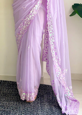 Purple Georgette Saree With Blouse Piece