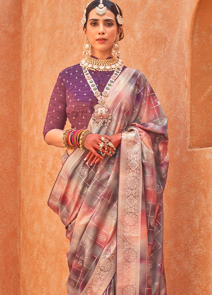 Multicolor Dupion Silk Saree With Blouse Piece