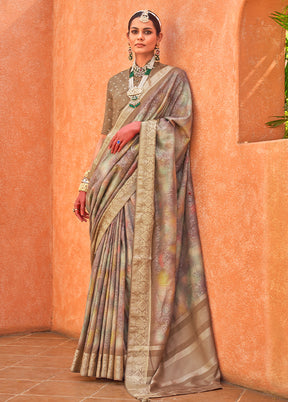 Multicolor Dupion Silk Saree With Blouse Piece