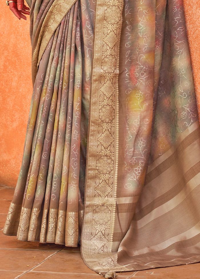 Multicolor Dupion Silk Saree With Blouse Piece