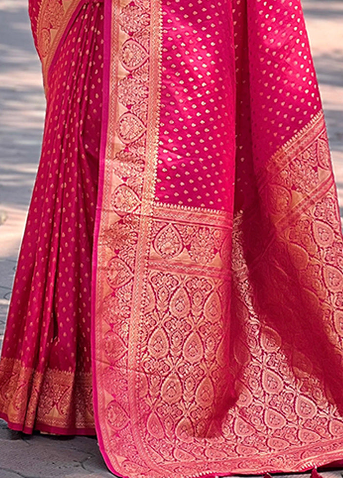 Pink Banarasi Silk Saree With Blouse Piece