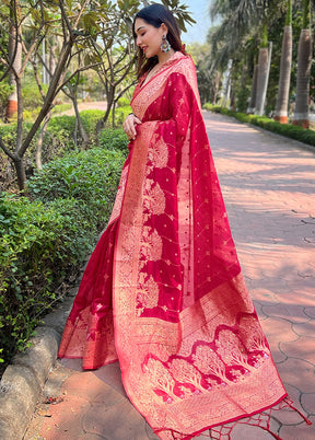 Pink Organza Saree With Blouse Piece