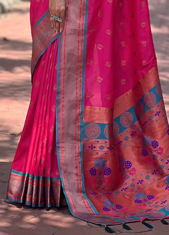 Pink Dupion Silk Saree With Blouse Piece