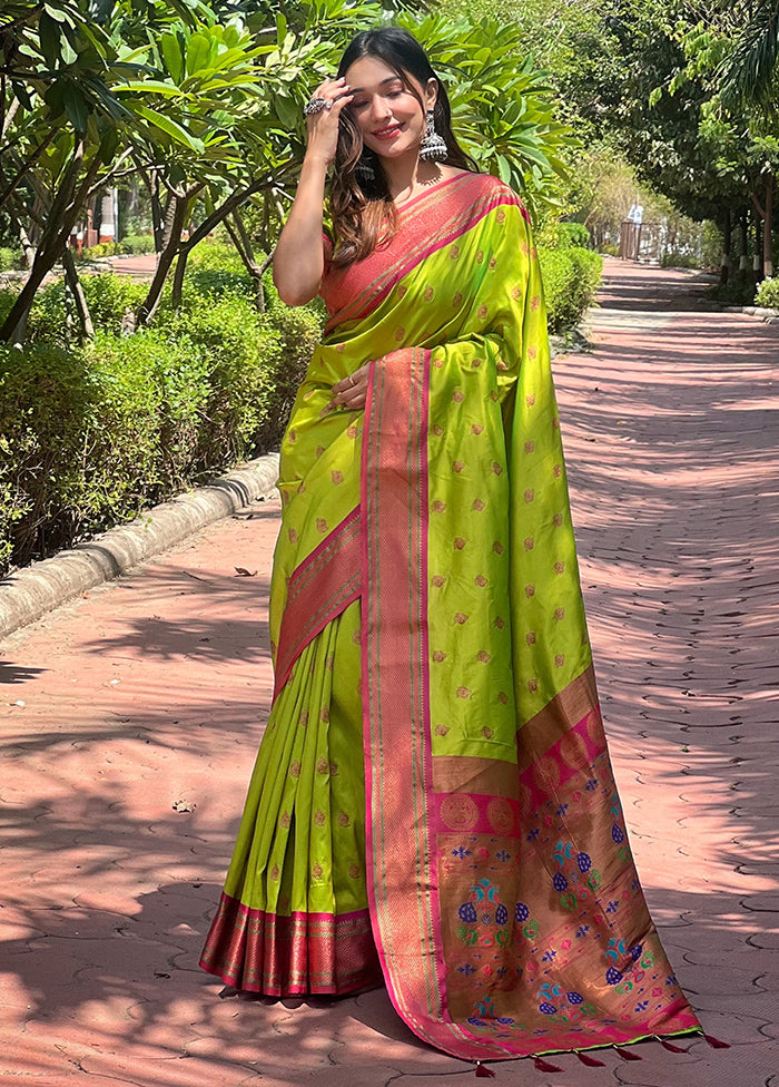 Green Dupion Silk Saree With Blouse Piece