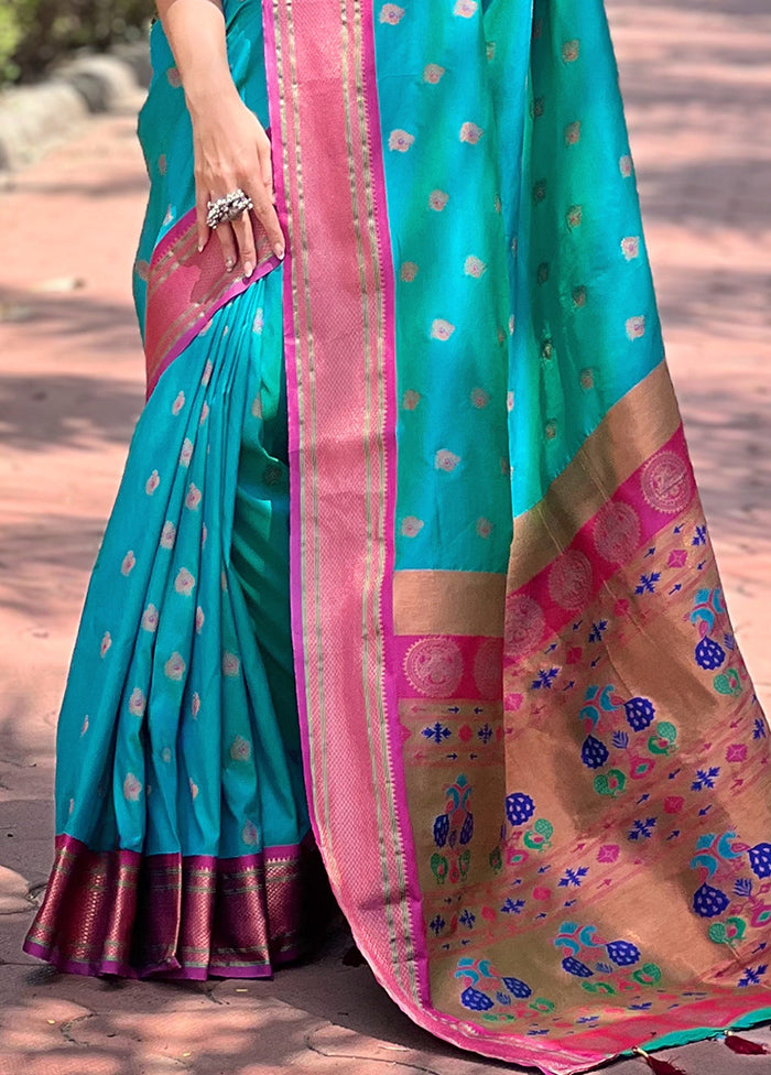 Sky Blue Dupion Silk Saree With Blouse Piece