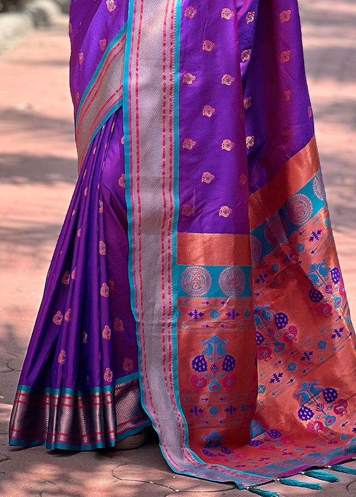 Voilet Dupion Silk Saree With Blouse Piece