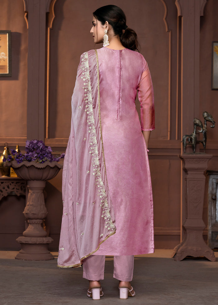 3 Pc Purple Semi Stitched Viscose Suit Set