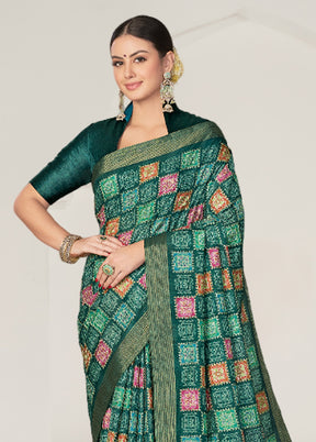 Green Tussar Silk Saree With Blouse Piece