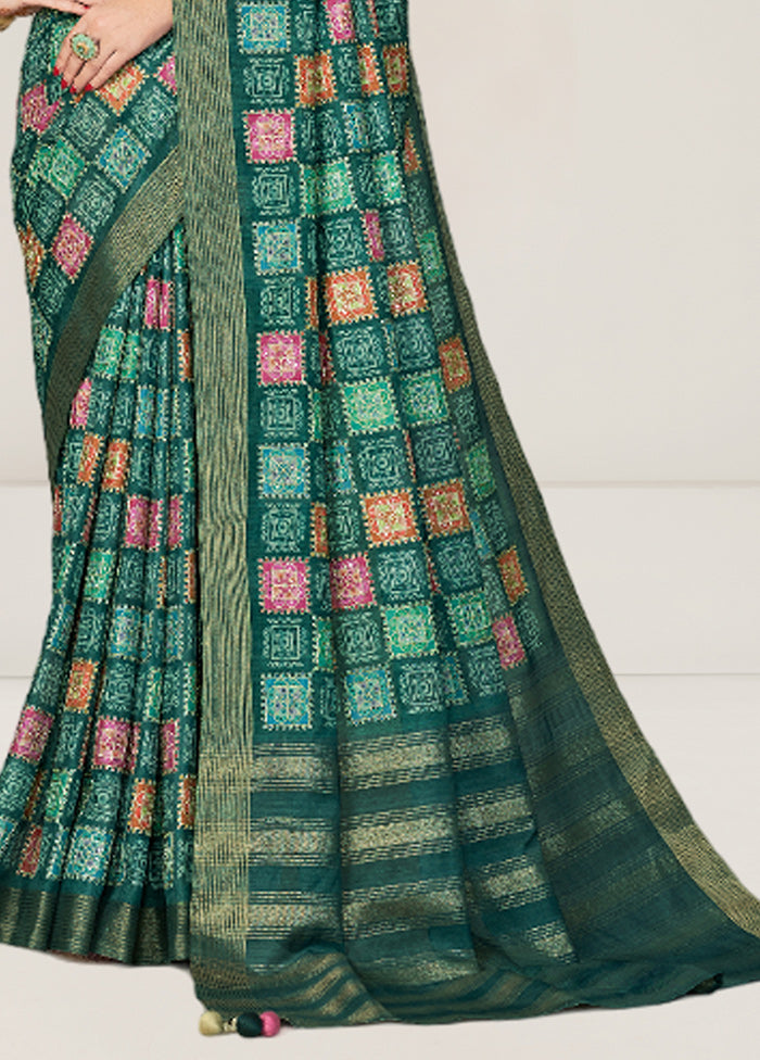 Green Tussar Silk Saree With Blouse Piece