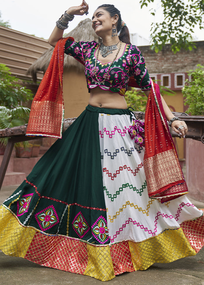 3 Pc Green Viscose Readymade Lehenga Set