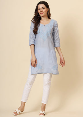 Light Blue Readymade Cotton Kurti