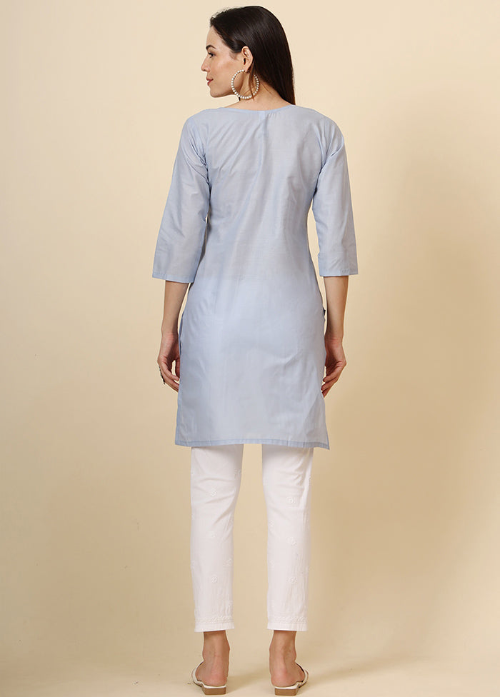 Light Blue Readymade Cotton Kurti