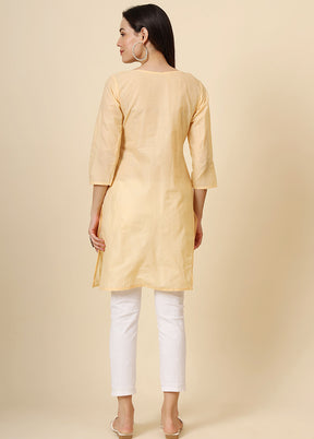 Yellow Readymade Cotton Kurti