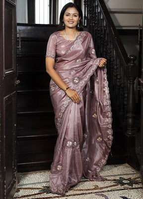 Purple Dupion Silk Saree With Blouse Piece