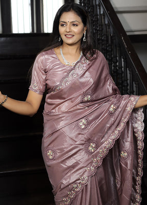 Purple Dupion Silk Saree With Blouse Piece