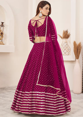 3 Pc Pink Georgette Semi Stitched Lehenga Set