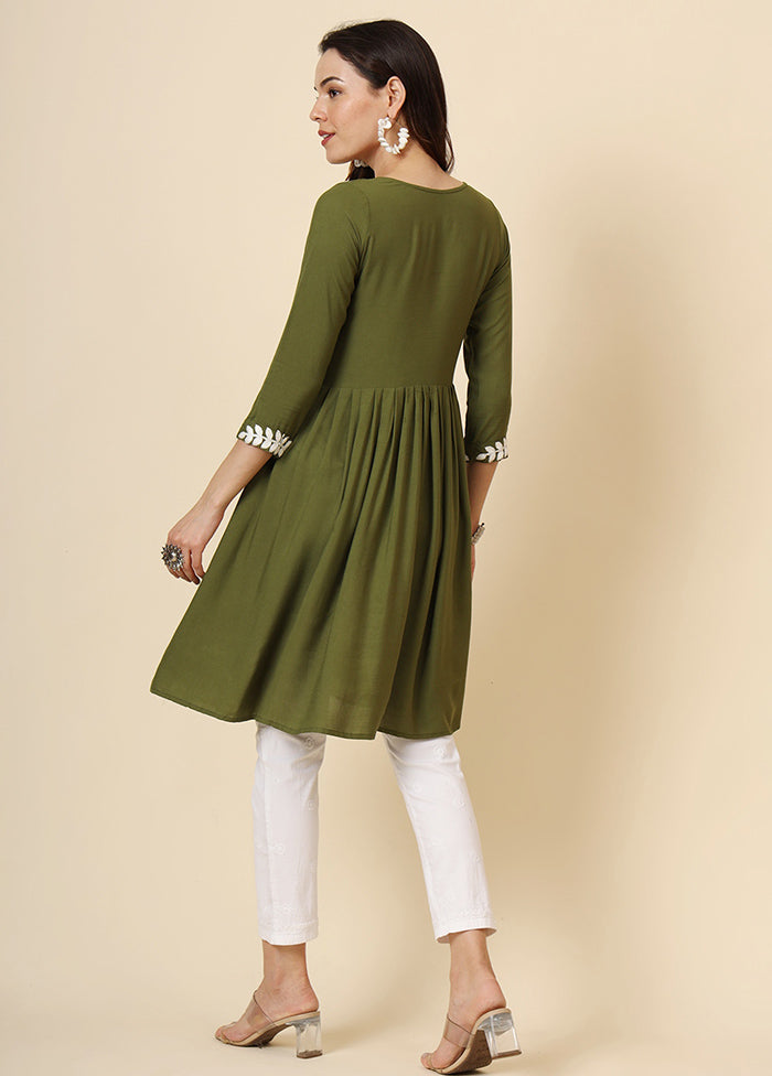 Green Readymade Rayon Kurti