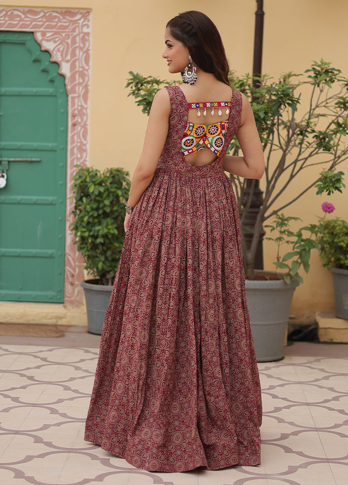 Maroon Readymade Cotton Indian Dress