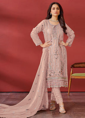 3 Pc Peach Semi Stitched Georgette Suit Set