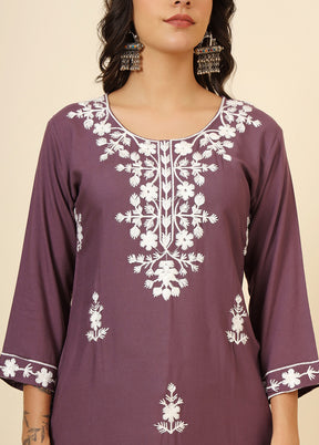 Mauve Readymade Rayon Kurti