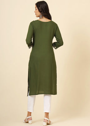 Green Readymade Rayon Kurti