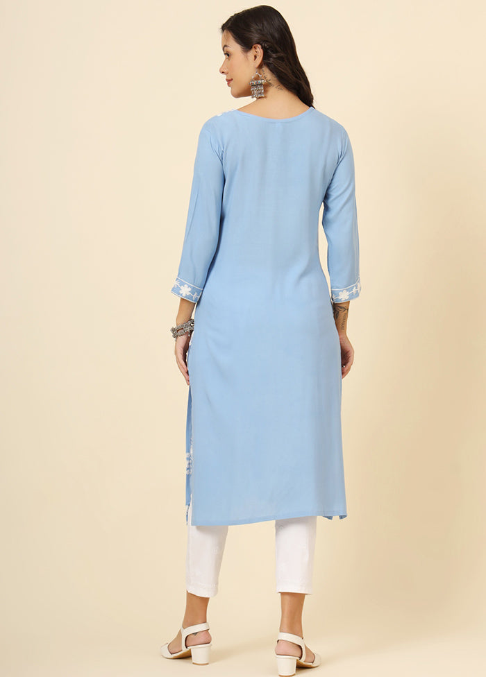 Sky Blue Readymade Rayon Kurti