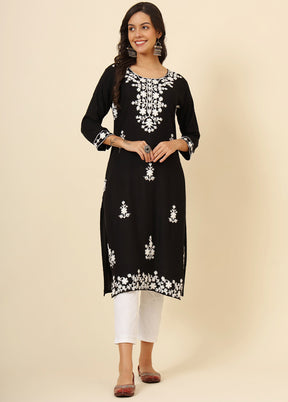 Black Readymade Rayon Kurti