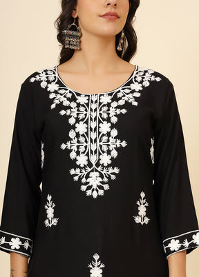 Black Readymade Rayon Kurti