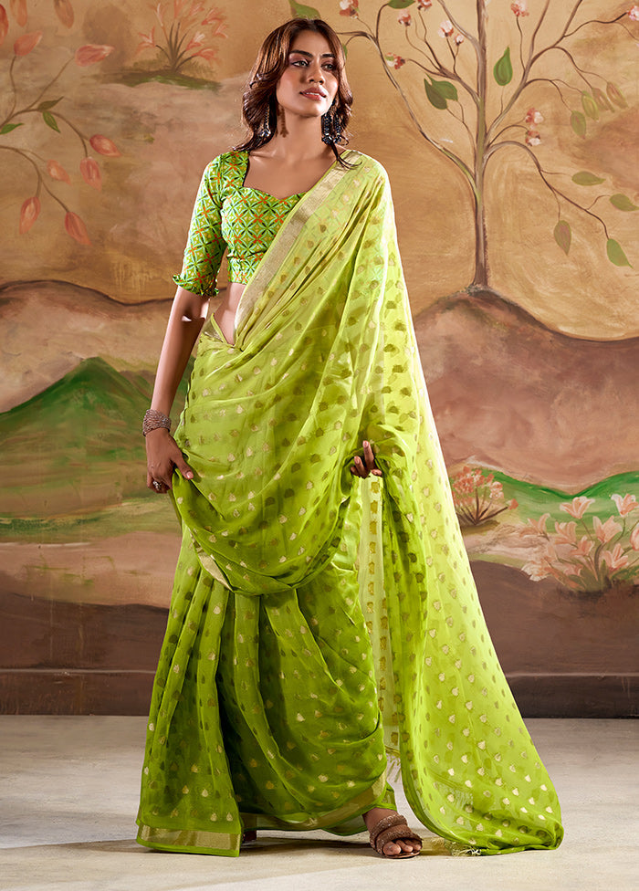 Green Georgette Saree With Blouse Piece