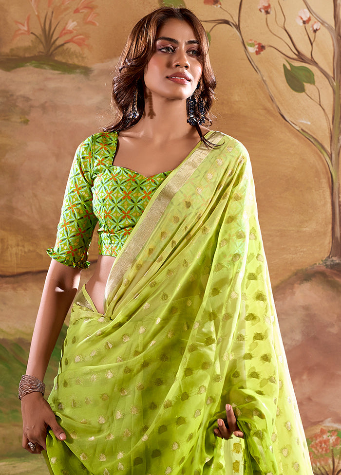 Green Georgette Saree With Blouse Piece