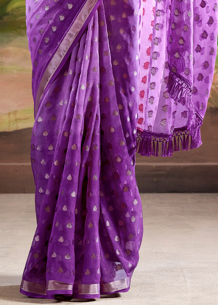 Voilet Georgette Saree With Blouse Piece