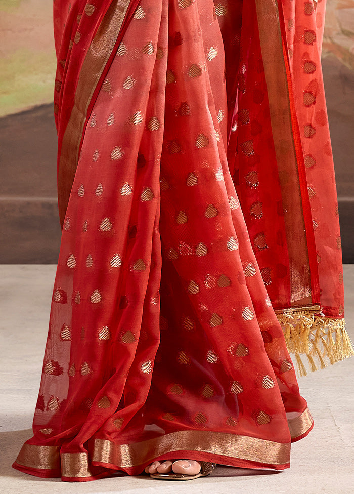 Red Georgette Saree With Blouse Piece