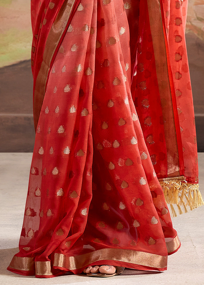 Red Georgette Saree With Blouse Piece