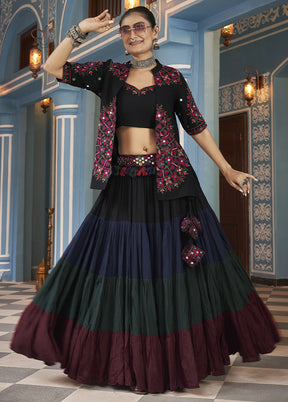 3 Pc Multicolor Viscose Readymade Lehenga Set