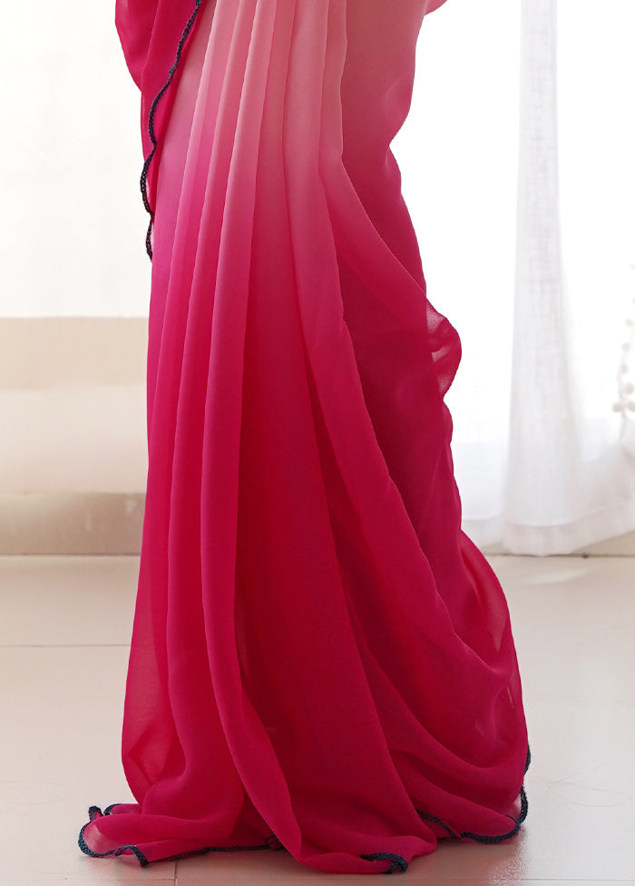 Pink Georgette Saree With Blouse Piece