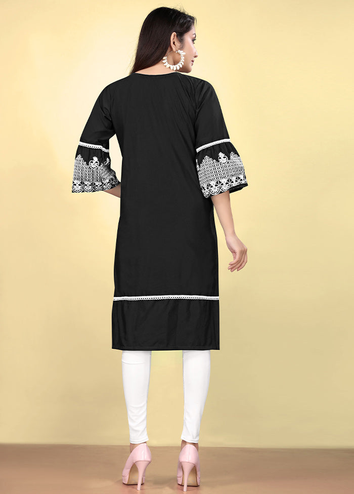 Black Readymade Cotton Kurti