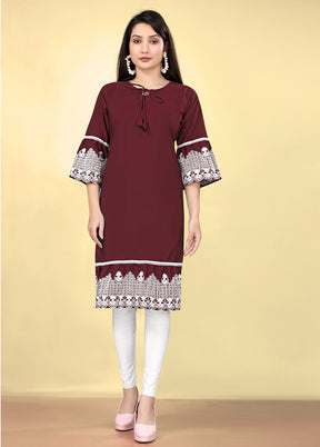 Wine Readymade Cotton Kurti