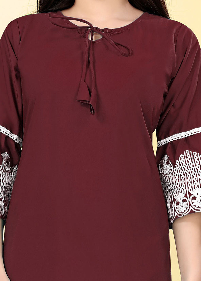 Wine Readymade Cotton Kurti