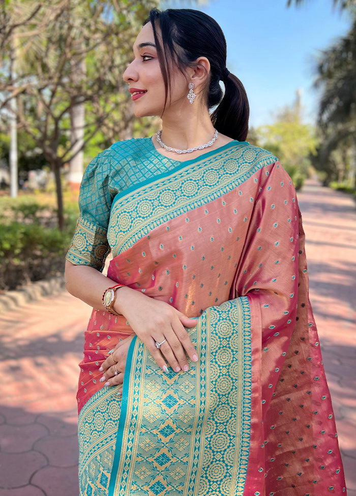 Pink Dupion Silk Saree With Blouse Piece