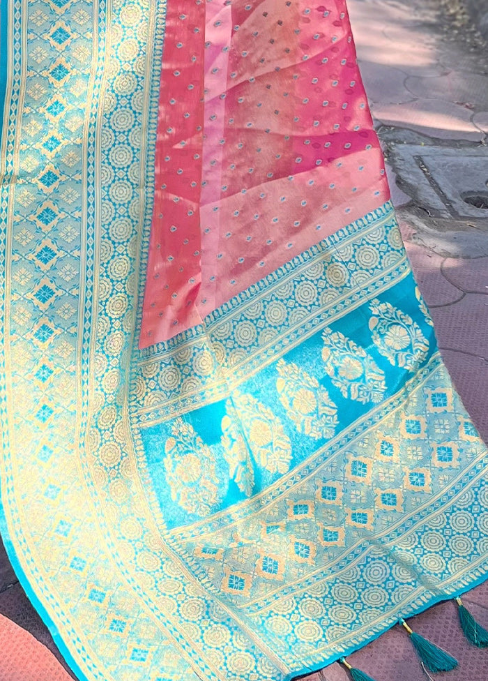 Pink Dupion Silk Saree With Blouse Piece