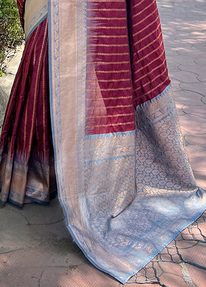 Brown Dupion Silk Saree With Blouse Piece