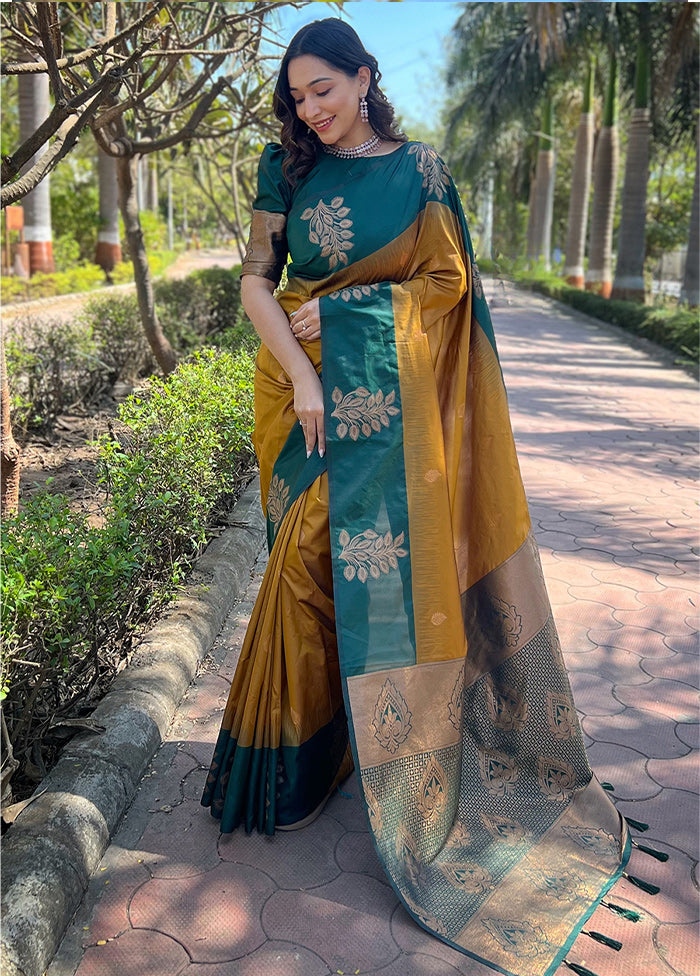 Mustard Dupion Silk Saree With Blouse Piece