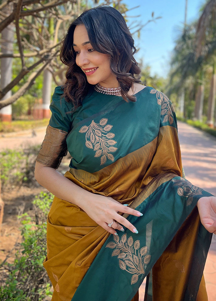 Mustard Dupion Silk Saree With Blouse Piece